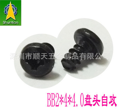 现货供应 盘头平尾 自攻螺钉 铁加硬黑锌 电子电器螺丝 BB2*4*4.0
