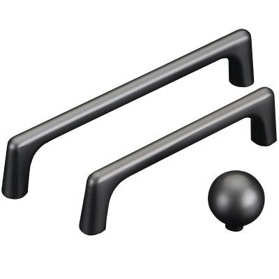 北欧柜门拉手现代简约黑灰色衣橱柜门把手抽屉实心锌合金拉手厨柜