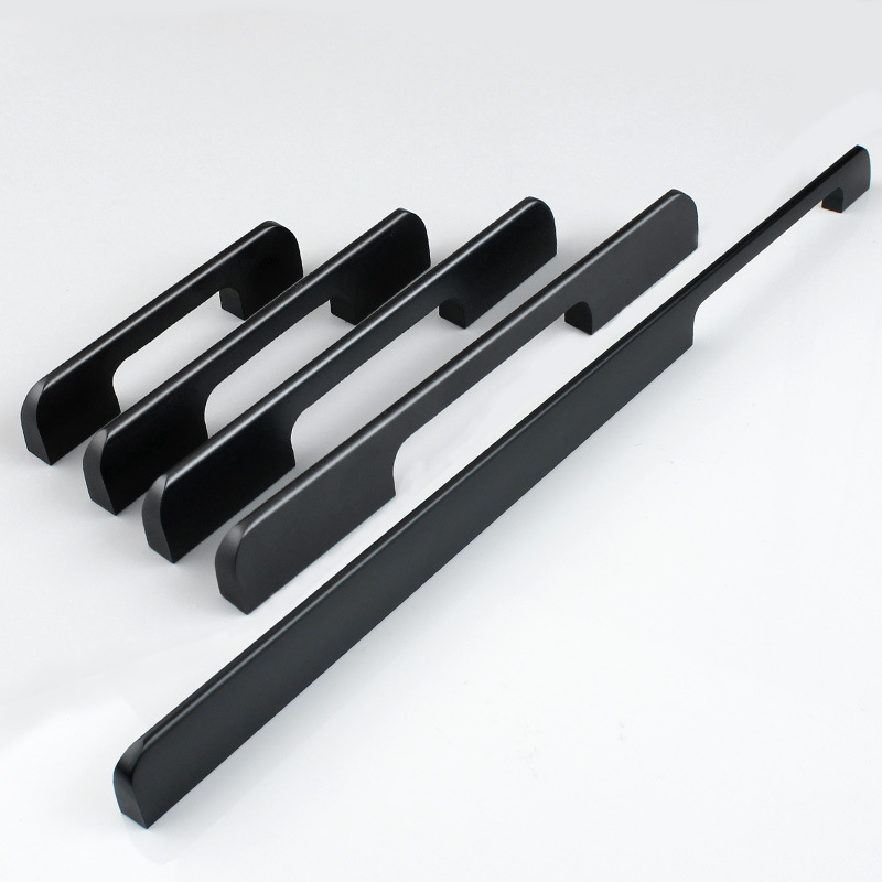 家装定制现代简约一米加长衣柜门拉手 北欧橱柜黑色家装美式拉手