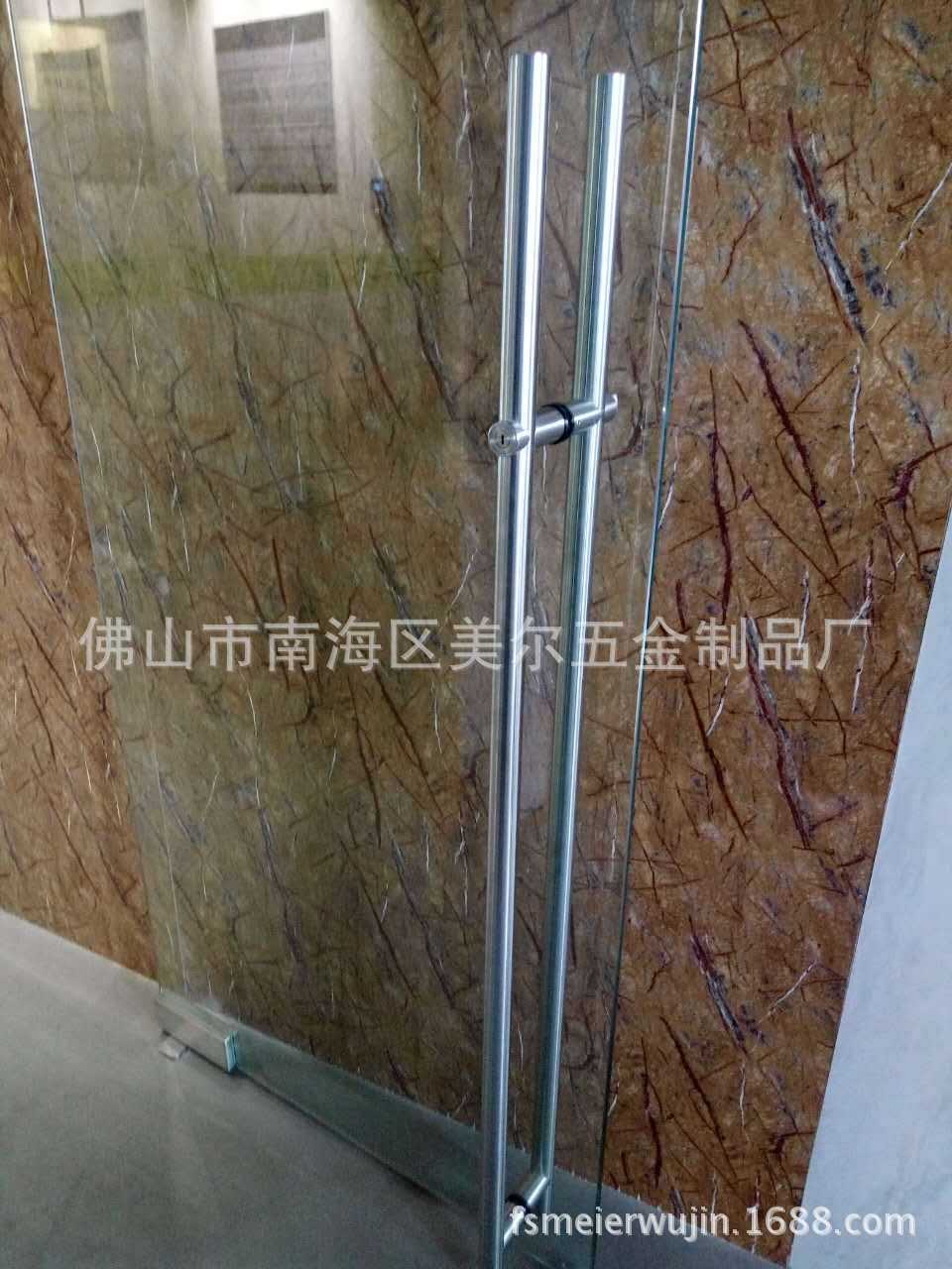 玻璃门地锁，拉手带地锁，佛山拉手锁，304不锈钢锁拉手