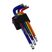 喷塑彩色内六角扳手套装 铬钒钢S2中长加长球头内六角扳手9PC套装