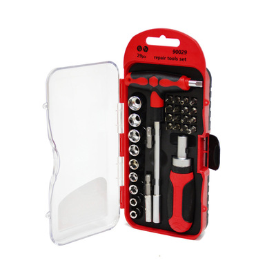 现货29件套多功能组合套筒棘轮扳手 维修工具拆机开锁螺丝刀套装