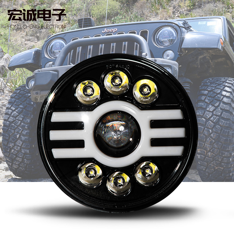 加工定制圆形双目灯高亮led汽车大灯带天使圈前照灯越野改装车灯