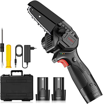 亚马逊跨境迷你电锯16.8V 小型电锯电池LED照明的园艺无绳手电锯