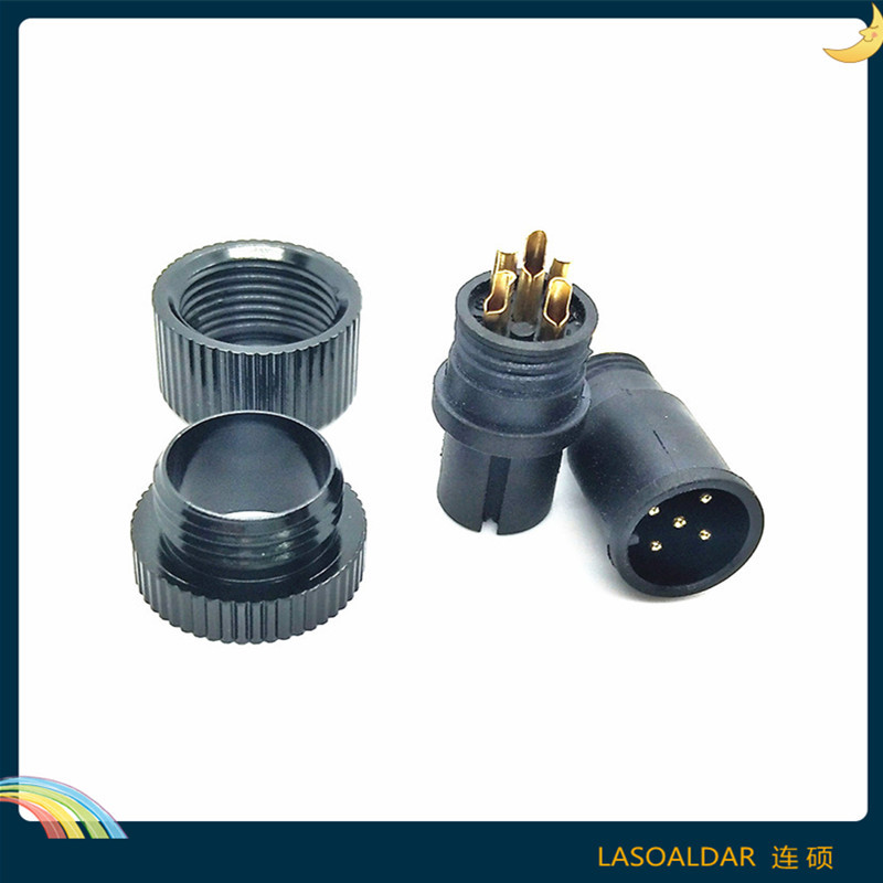 M12放水插头5P五芯LED太阳能照明接头A B D X型 塑胶铝金属铜螺帽