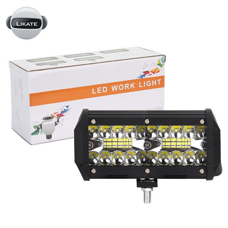厂家直销跨境专供新款汽车led工作灯三排7英寸120w长条越野车顶灯