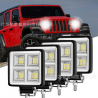 厂家直供 新款大视野4寸方形64LED192W工作灯越野车射灯led倒车灯