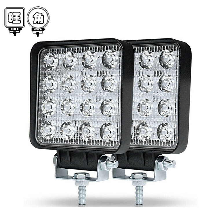 跨境专供汽车LED工作灯方形16灯 48W辅助灯 改装前照工程射灯头灯