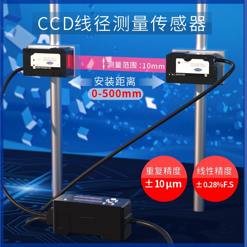 CCD高精度线径测量传感器FLM-50-RS485位移边缘宽度间距直径测量