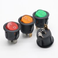 全圆形船型开关 KCD1 三脚两档红黄白蓝绿色带灯翘板电源船形开关