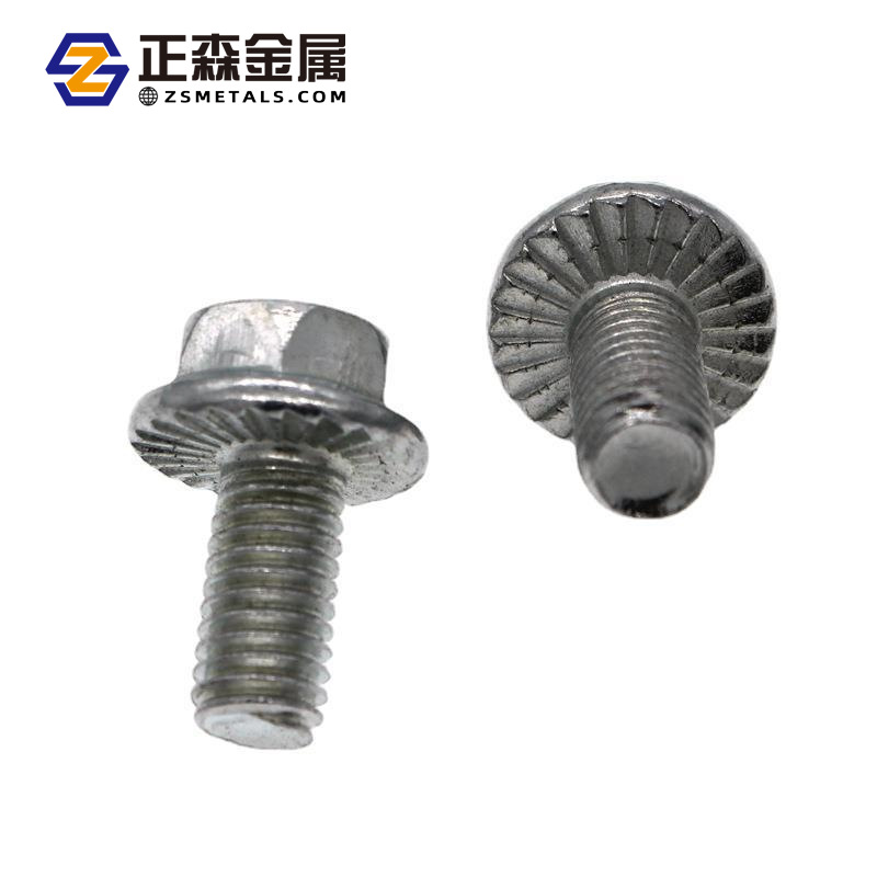 正森 不锈钢法兰栓 碳钢电镀锌 GB5789 自带垫 六角带齿 M8*30