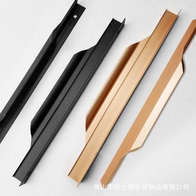加宽拇指拉手免开槽19板专用衣柜门把手橱柜抽屉铝合金款推拉门